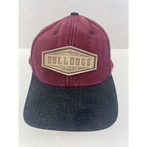 Vintage Univ Of GA Bulldogs Leather Patch Cap Hat‎ Adjustable Sports Snapback
